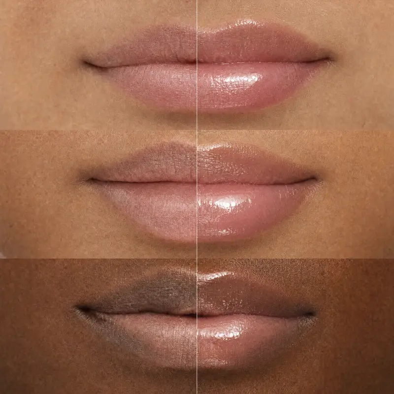Lip results before and after on three skin tones